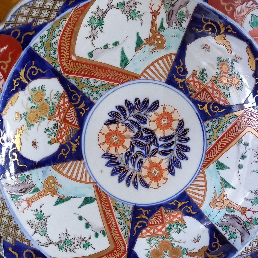 色絵 古伊万里 鳳凰・唐獅子図 一尺五寸大皿 色絵 古伊万里 鳳凰・唐獅子