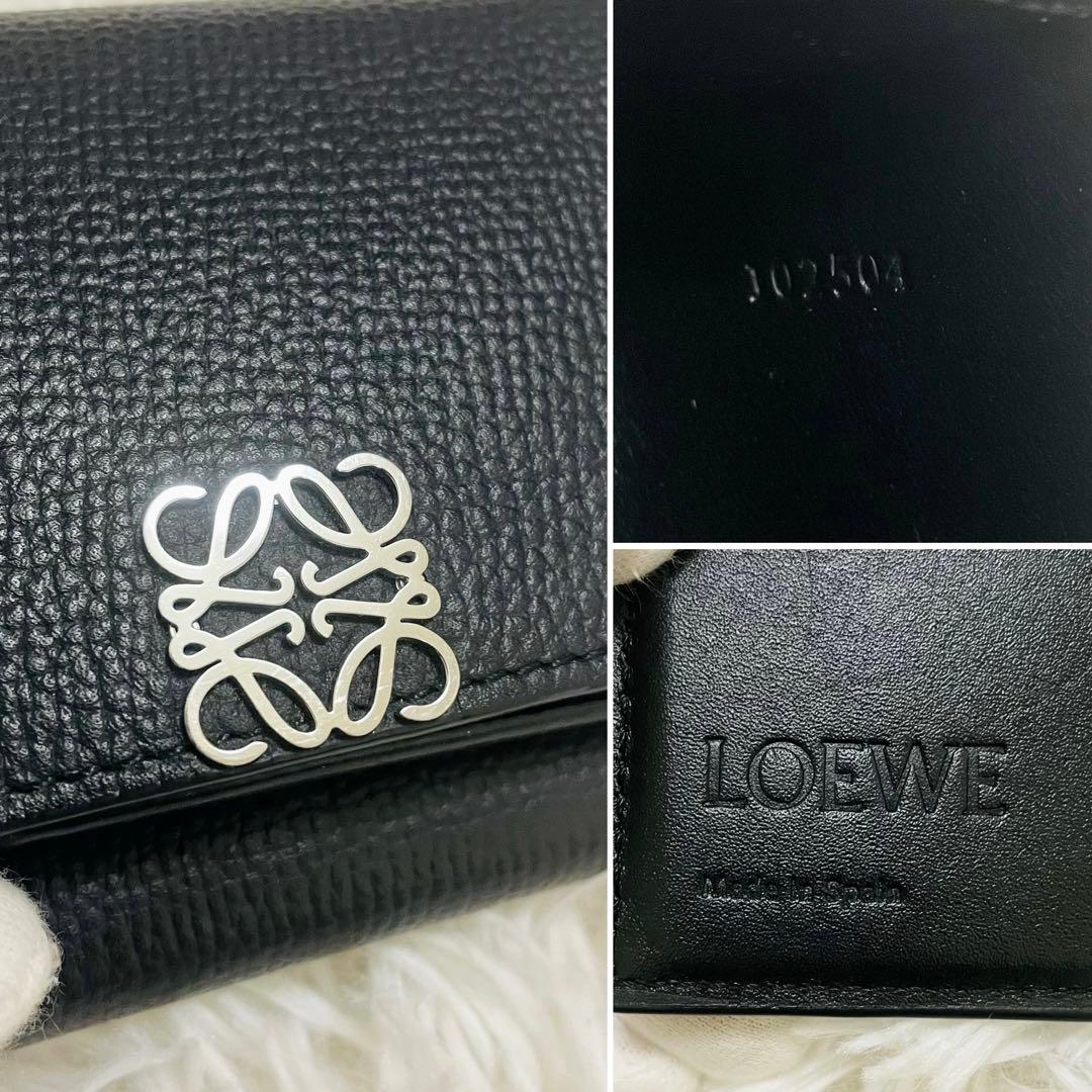 未使用級✨付属完備✨ロエベ 三つ折り トライフォールド レザー オールブラック