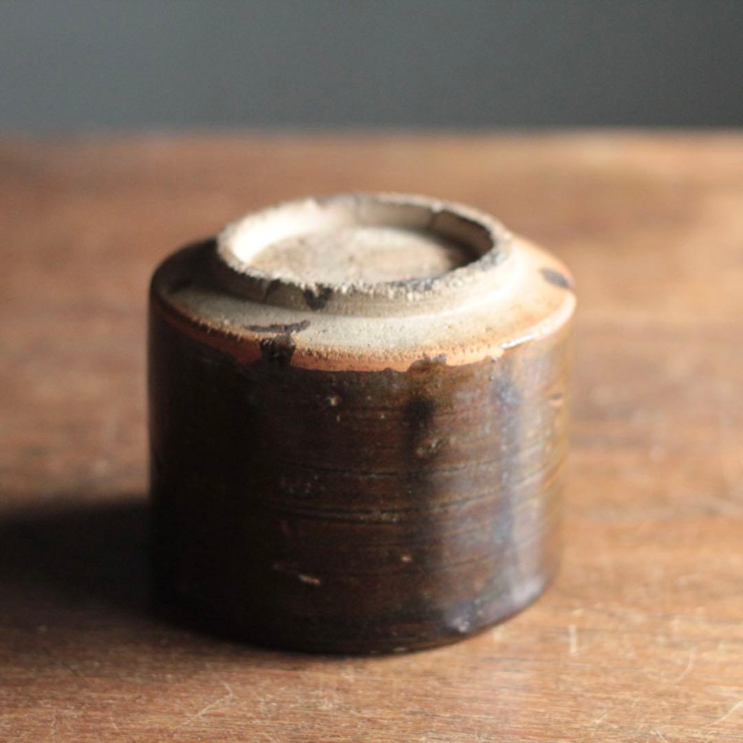 壺屋焼 褐釉 火入 筒茶碗 古美術 古道具 アンティーク 琉球美術 古琉球