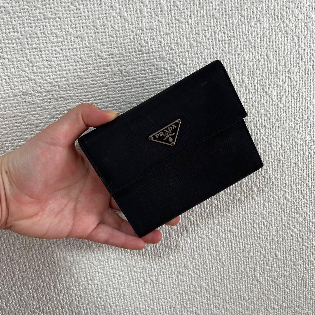 美品 PRADA プラダ テスート サフィアーノ レザー ミニ財布 三つ折り財布