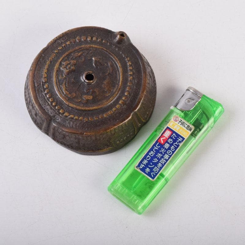 中国 古銅宣徳銅 唐草彫 水滴 時代箱 C 8473