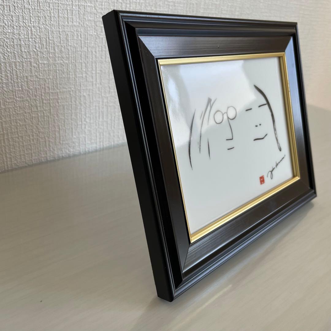 ジョンレノン オノヨーコ 人物画 イラスト 白磁板 フレームスタンド