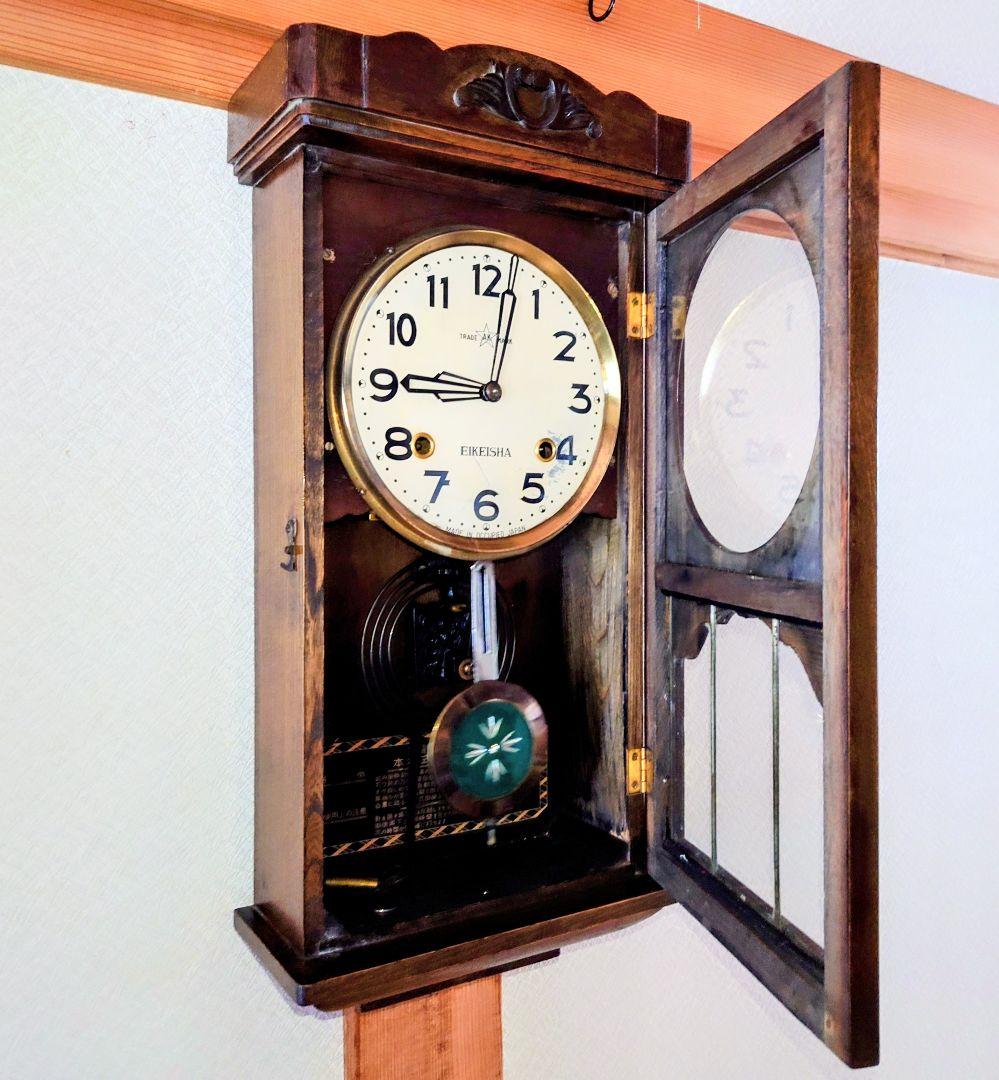 〈完動・美品〉栄計舎　OCCUPIED JAPAN　本打式宮型ゼンマイ振り子時計