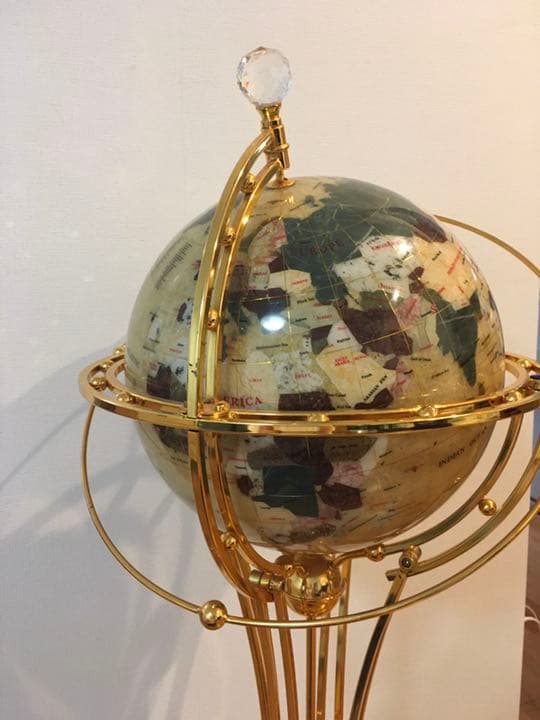 地球儀 天然石 アンティーク風 高さ約103cm 球体約33cm 特大サイズ