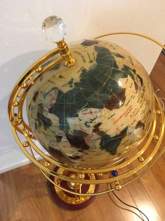 地球儀 天然石 アンティーク風 高さ約103cm 球体約33cm 特大サイズ