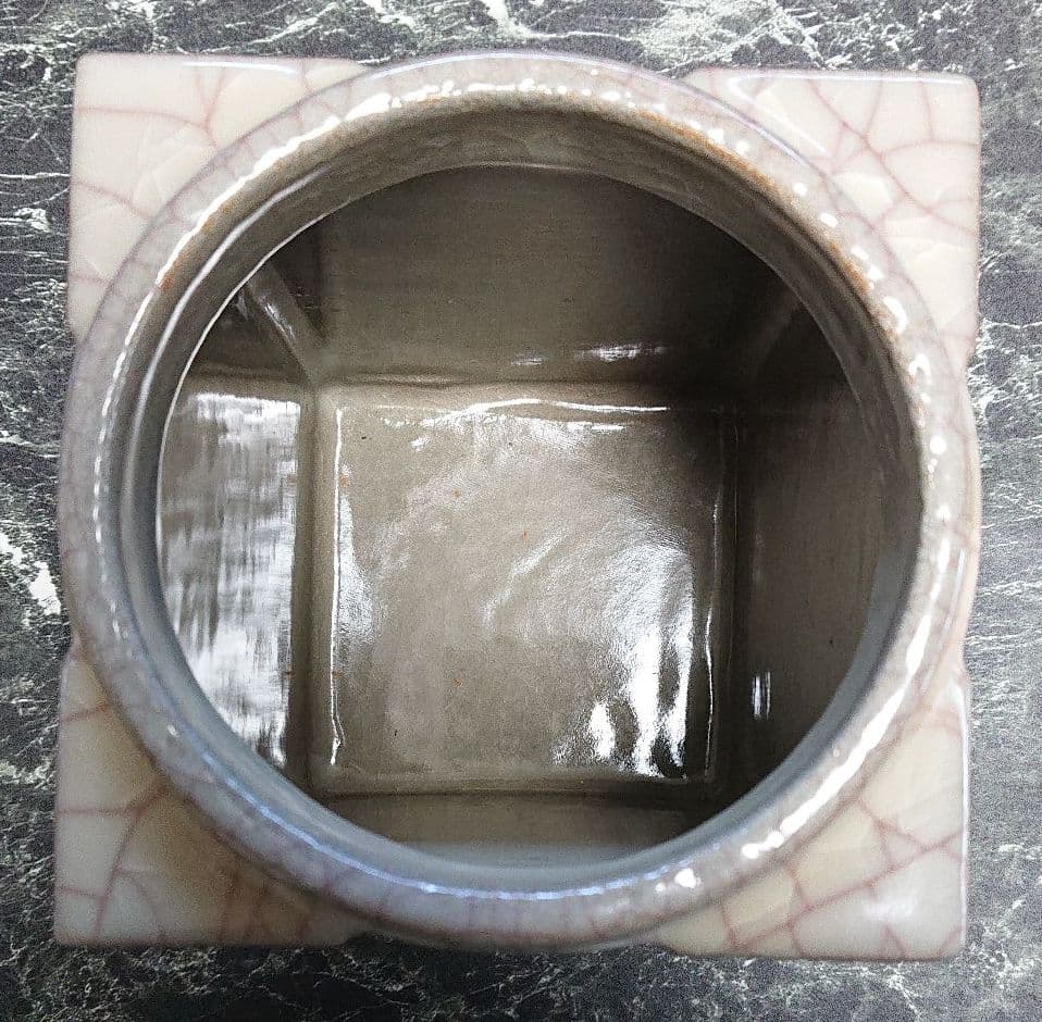 高井進 大作 米色磁琮形水指 共箱 ☆故宮☆ 妙高