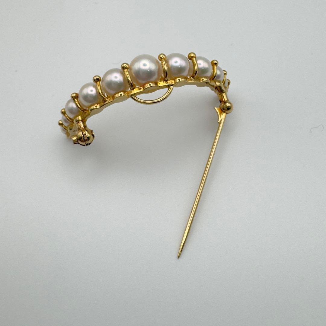 ○✨美品✨ミキモト アコヤ真珠三日月ブローチk18