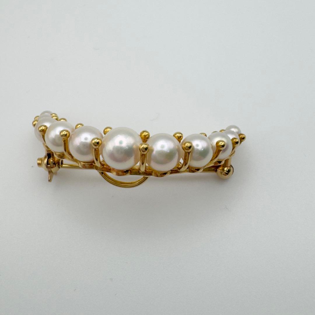 ○✨美品✨ミキモト アコヤ真珠三日月ブローチk18