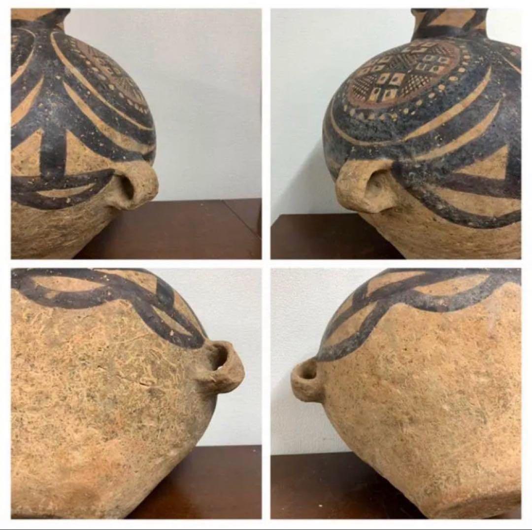 大彩陶 【中国彩陶双耳大壷 土器/出土品】紀元前五千年 【馬家文化 】Y06