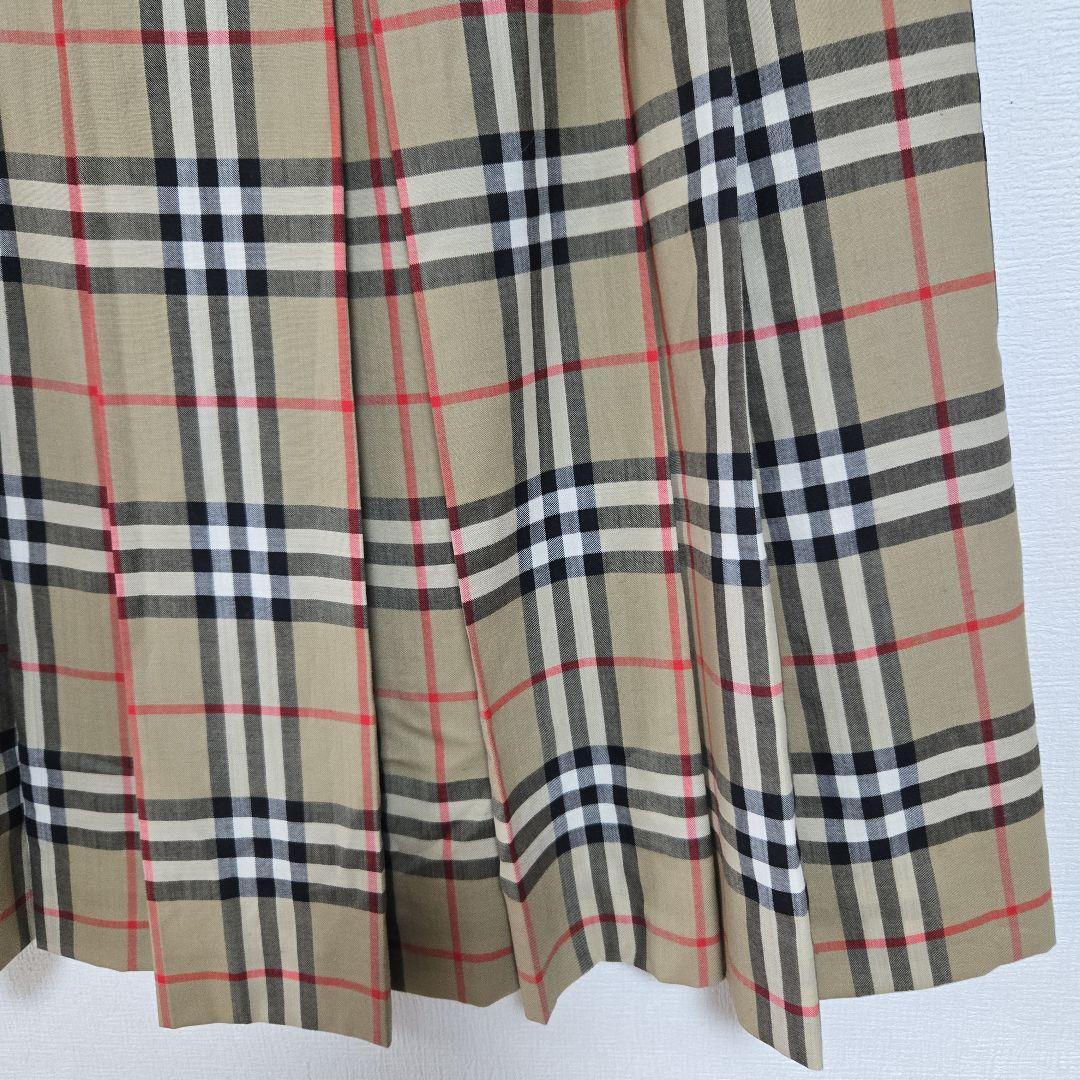 美品 BURBERRYS プリーツ フレア スカート ノバチェック柄 ウール