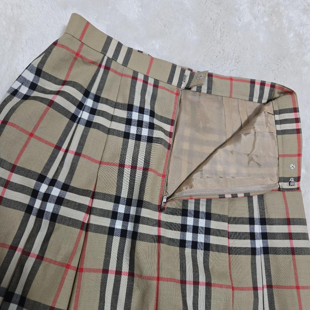 美品 BURBERRYS プリーツ フレア スカート ノバチェック柄 ウール