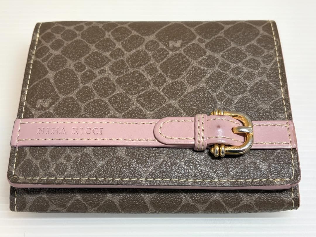 NINA RICCI 二つ折り財布 ブラウン/ピンク - メルカリ