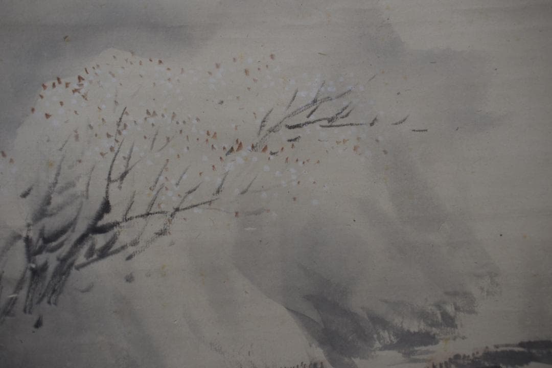 真作】岸竹堂/春景嵐山図/桜花山水図/掛軸☆宝船☆Y-920 JM コレクション