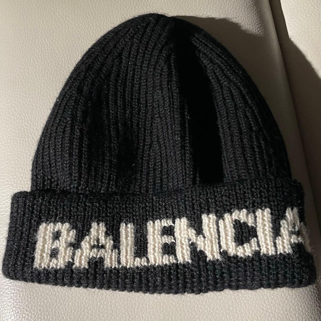 バレンシアガ BALENCIAGA ビーニー ロゴキャップ ニ ット帽 ブラック