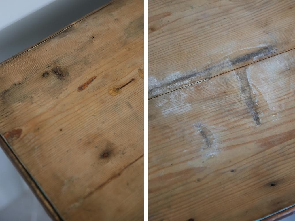 フランスアンティーク古木ダイニングテーブル/木製机/作業台/デスク(79-361