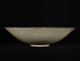 宋代定窯白釉彫刻金鶴文口付大鉢