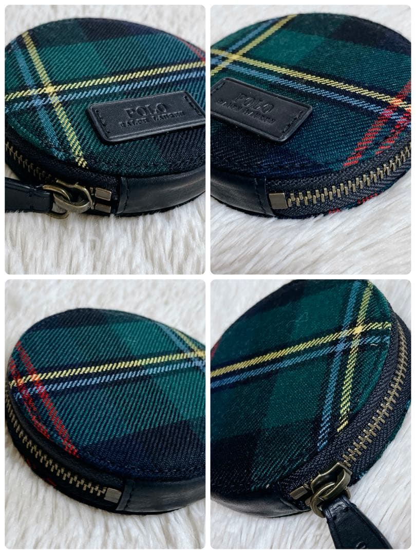 極美品 希少 ポロラルフローレン ロゴ タータンチェック 丸型 ケース