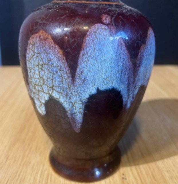 S8010 古美術 中国 金窯 紅袖 双目花瓶 飾壺 花瓶 花器 時代物 古玩