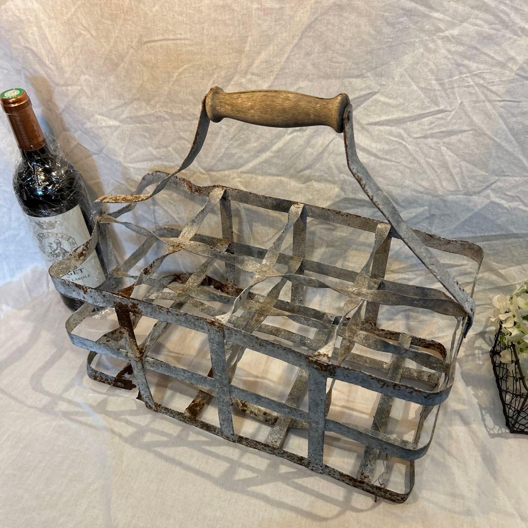 シャビー フランスアンティーク ワインラック ワインキャリー8本 木製