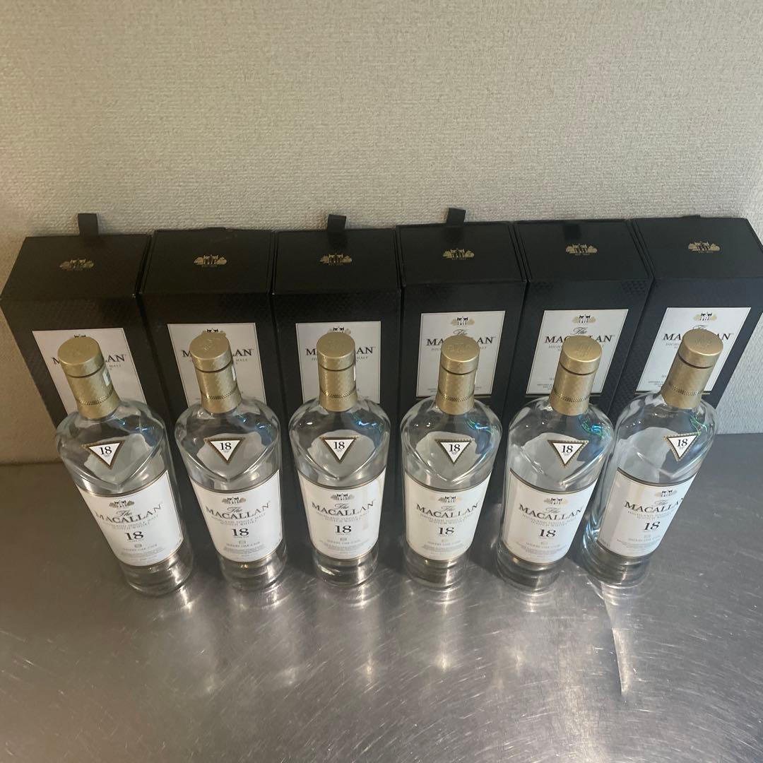 MACALLAN 18年 シングルモルトウイスキー 空き瓶箱付き グラス2個