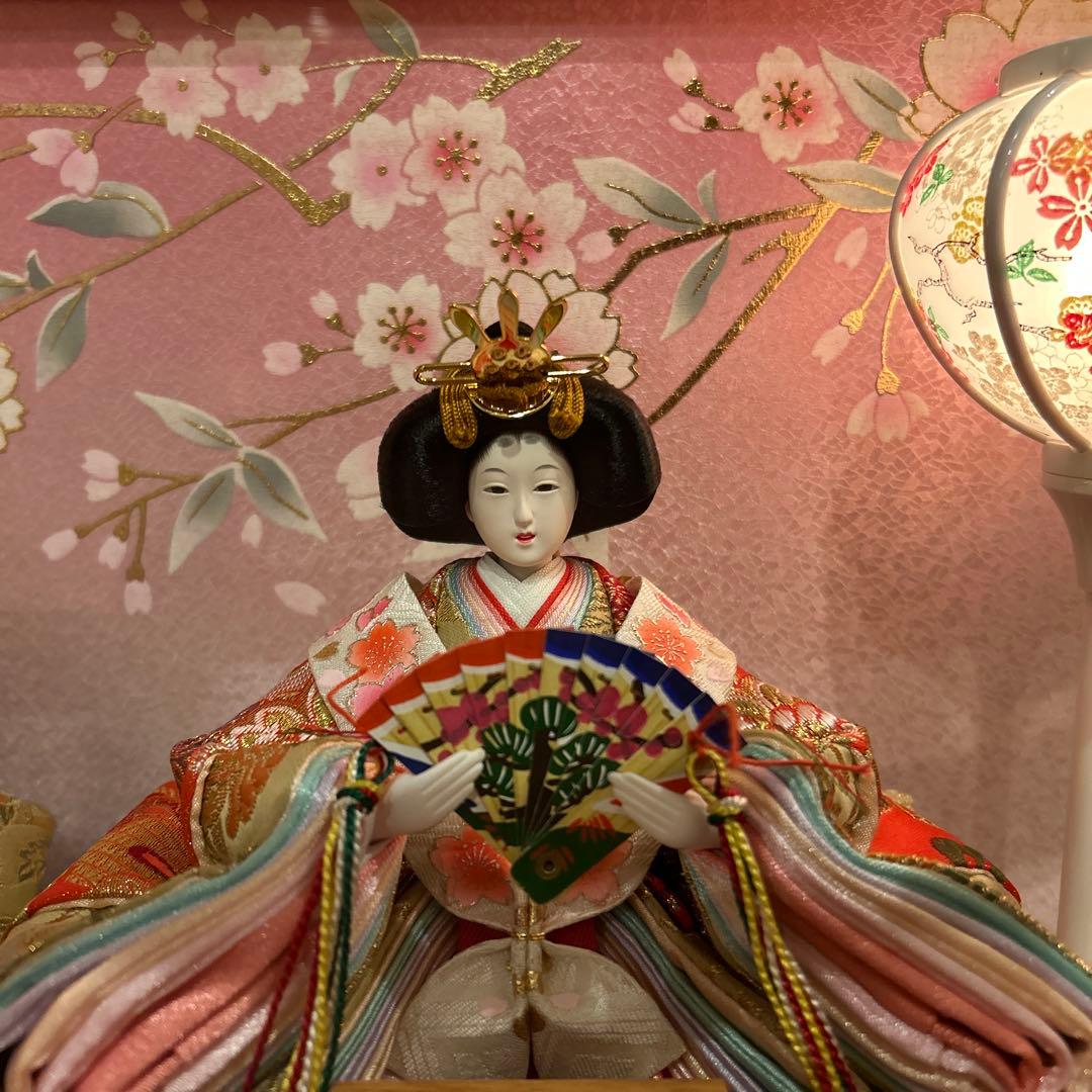 雛人形 アクリルケース ピンク 半円形 親王飾り ひな祭り おひなさま