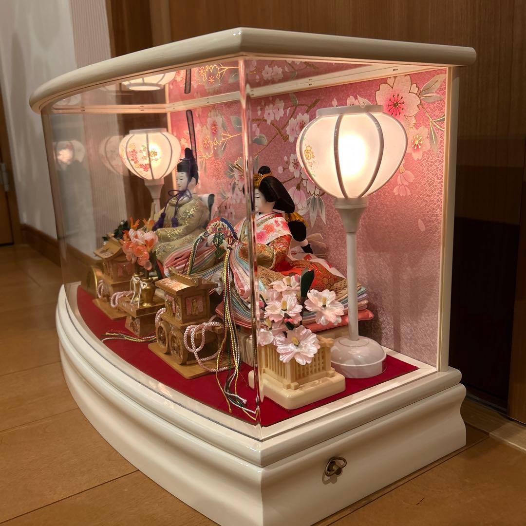 雛人形 アクリルケース ピンク 半円形 親王飾り ひな祭り おひなさま