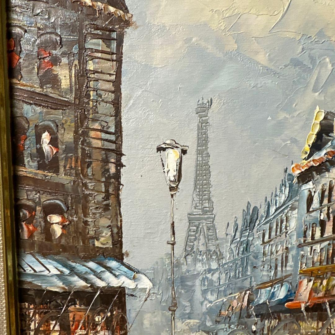 有名作家作品の気がします外国街の街風景 油彩画 豪華デザイン額縁絵画