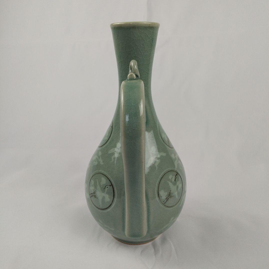 高麗青磁雲鶴文水差し　峯岩作　韓国人間国宝　高麗青磁　韓国美術　高麗美術