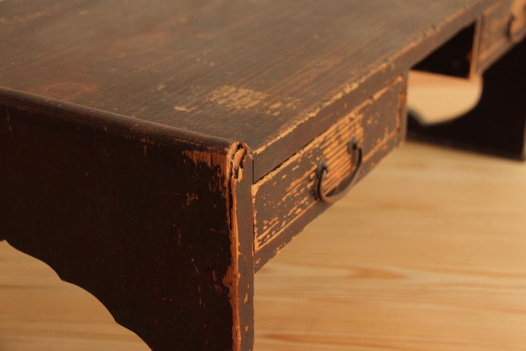 文机 引き出し2杯 アンティーク 古道具 文机 引き出し2杯 アンティーク