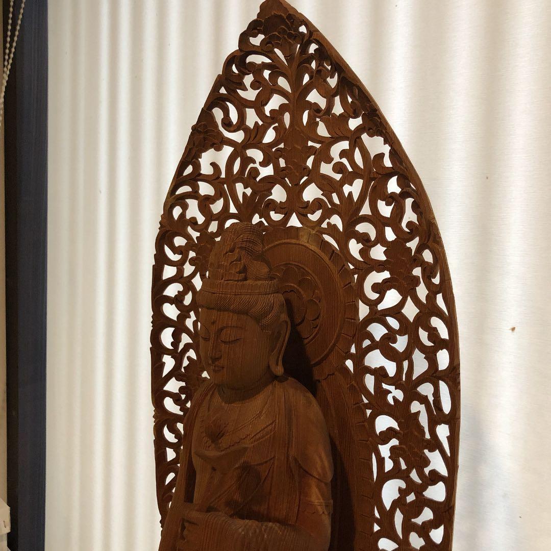 木像 聖観音立像 高さ80cm 大野常楽寺の聖観音菩薩立像/市指定文化