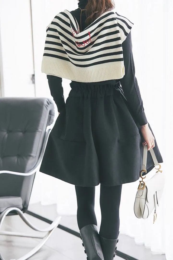 新品☆セブンテン　ハイウエストフレアキュロット　黒　SサイズSEVEN TEN