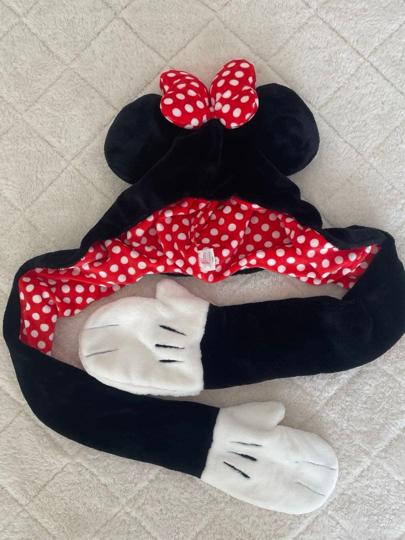 ミニー マフラーキャップ ファンキャップ ディズニー 赤 ドット