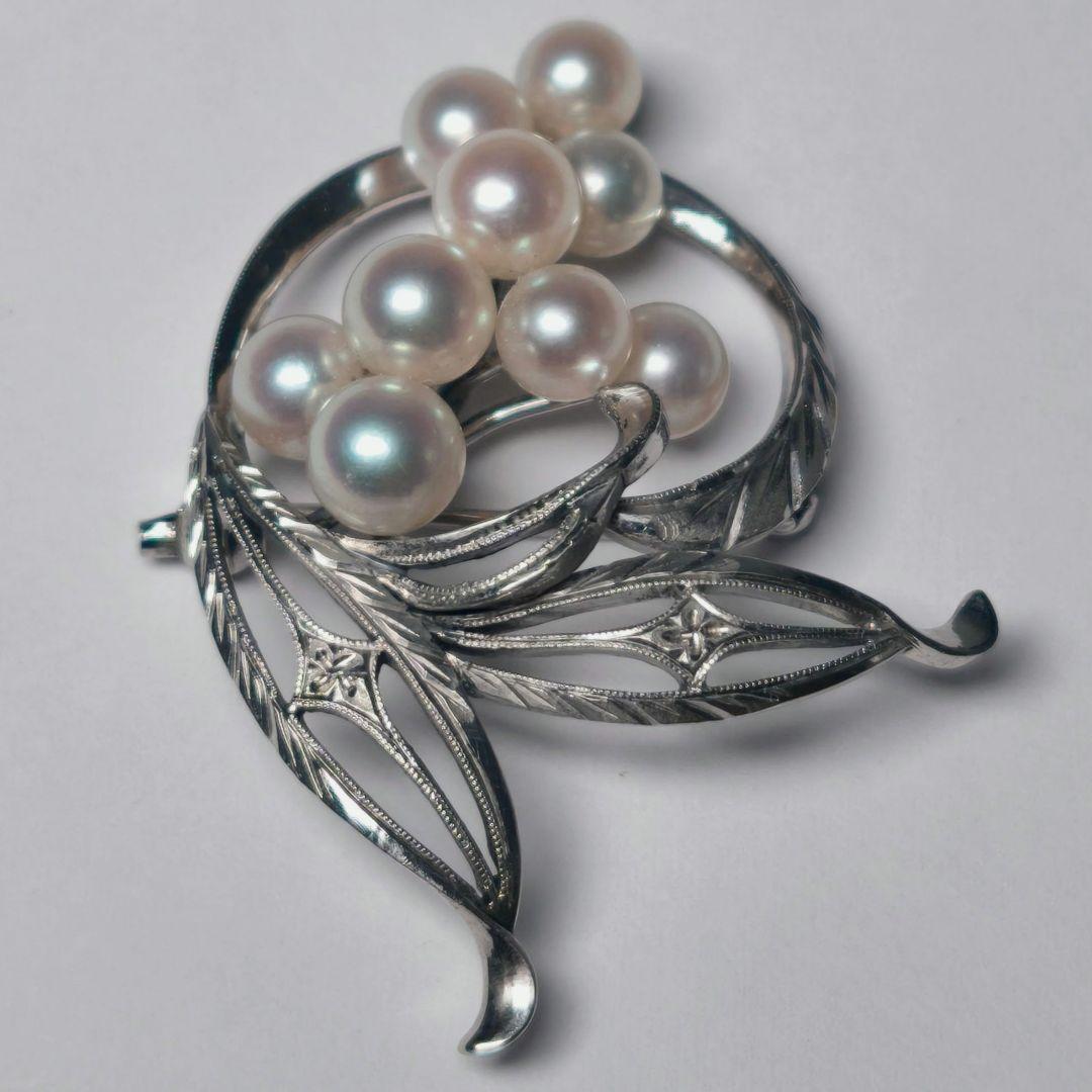 美品 最高級】ミキモト ブローチ パール リーフ 皇室御用達 9珠 正規品