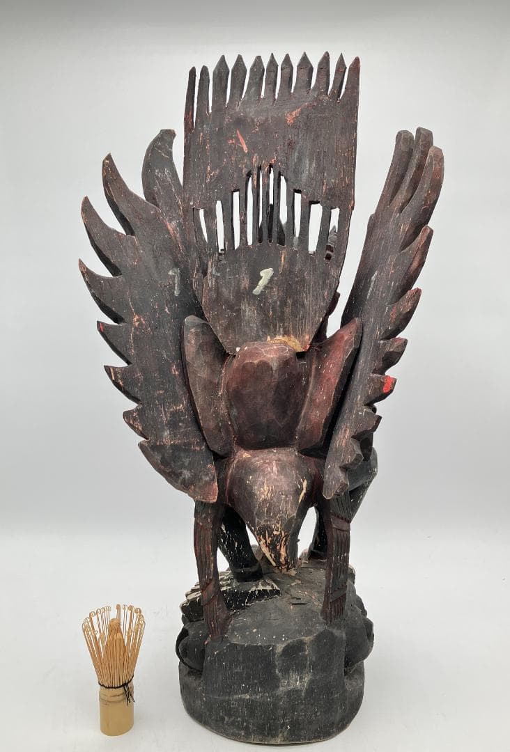 時代物】 ガルーダ象 木彫り インドネシア 全長：約61cm オブジェ
