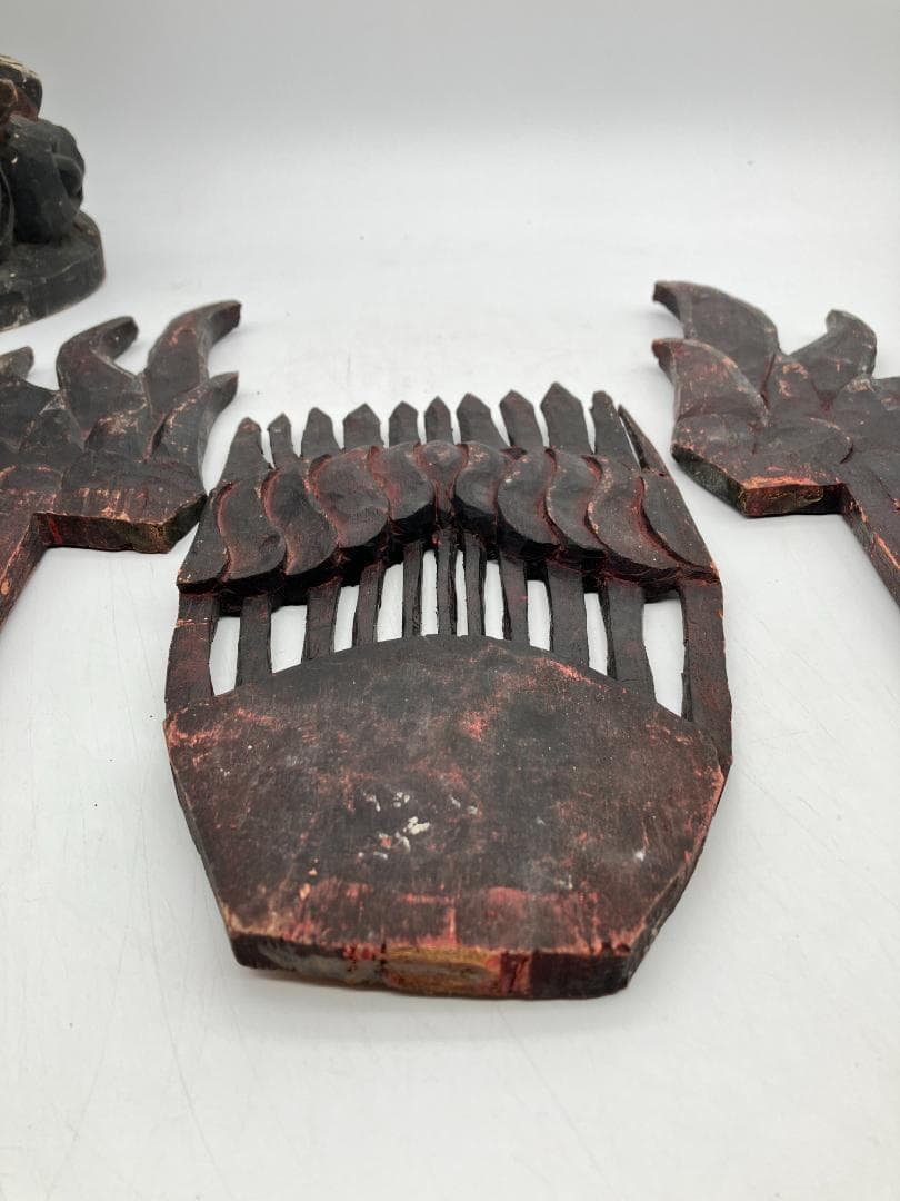 時代物】 ガルーダ象 木彫り インドネシア 全長：約61cm オブジェ