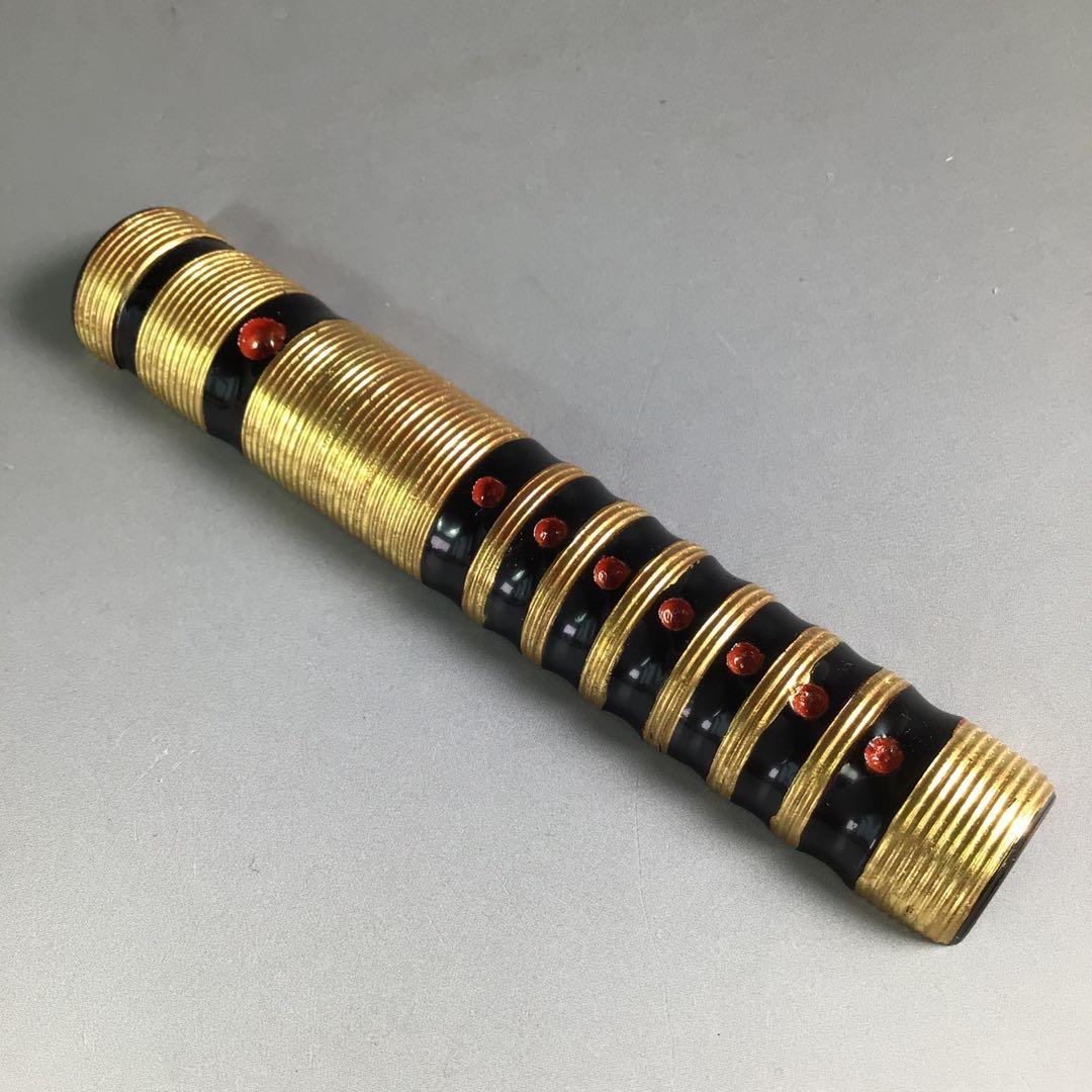 Ｒ６６４　香合　『北村葵春作』『木製』『内金地』『笛香合』　共箱　茶道具