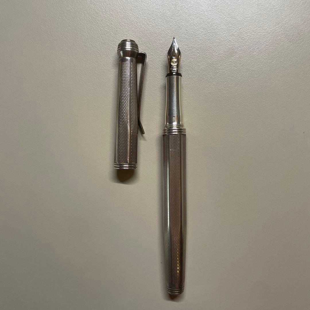 クレオ スクリベント リネア アルト スターリングシルバー 万年筆 F 18k