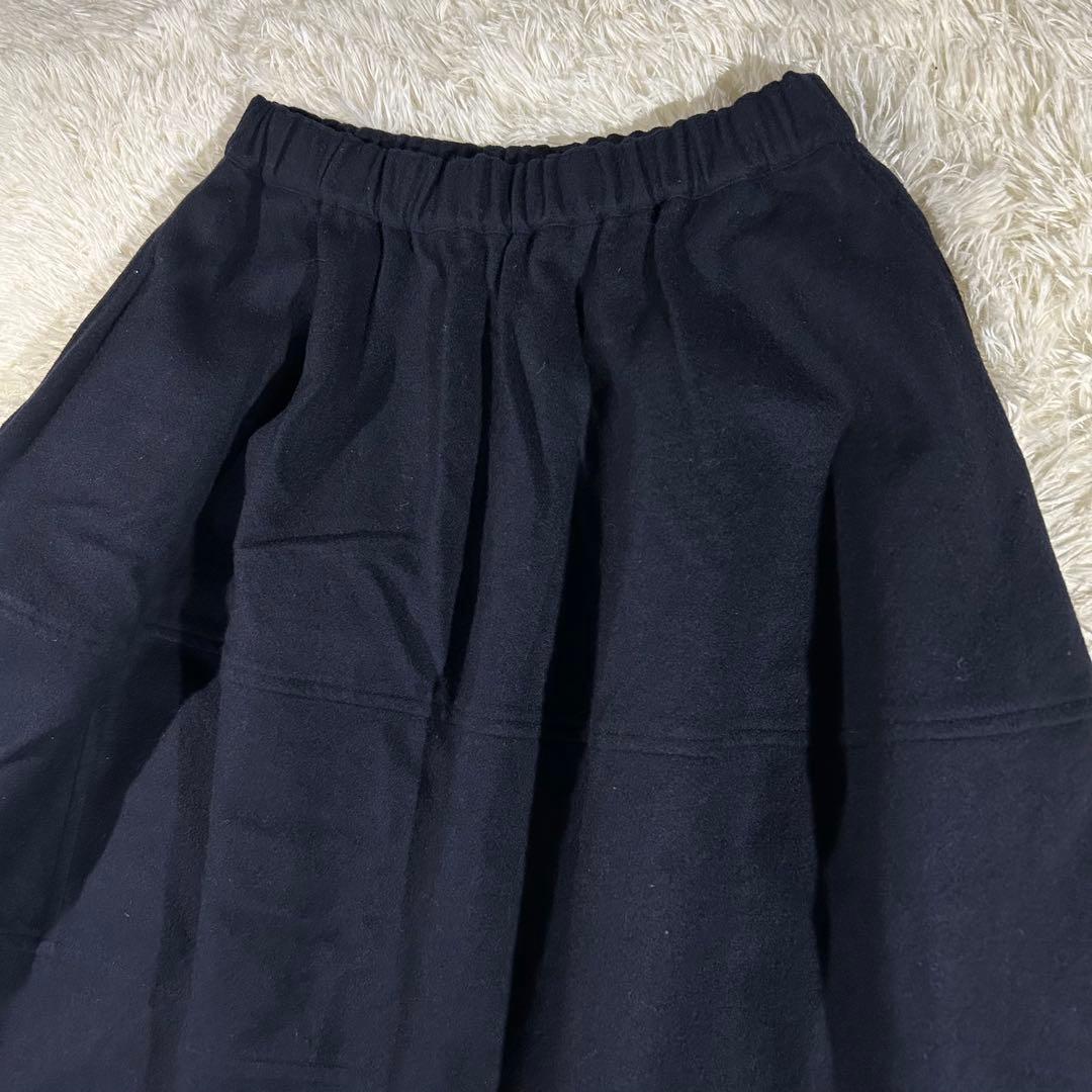 AD2018 ウールサルエルパンツ バルーン クロップド 紺 かぼちゃ