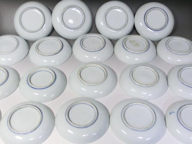 皿□印判果実紋中皿 19枚 明治拾弐年五月 元録模様大形皿 明治期 時代