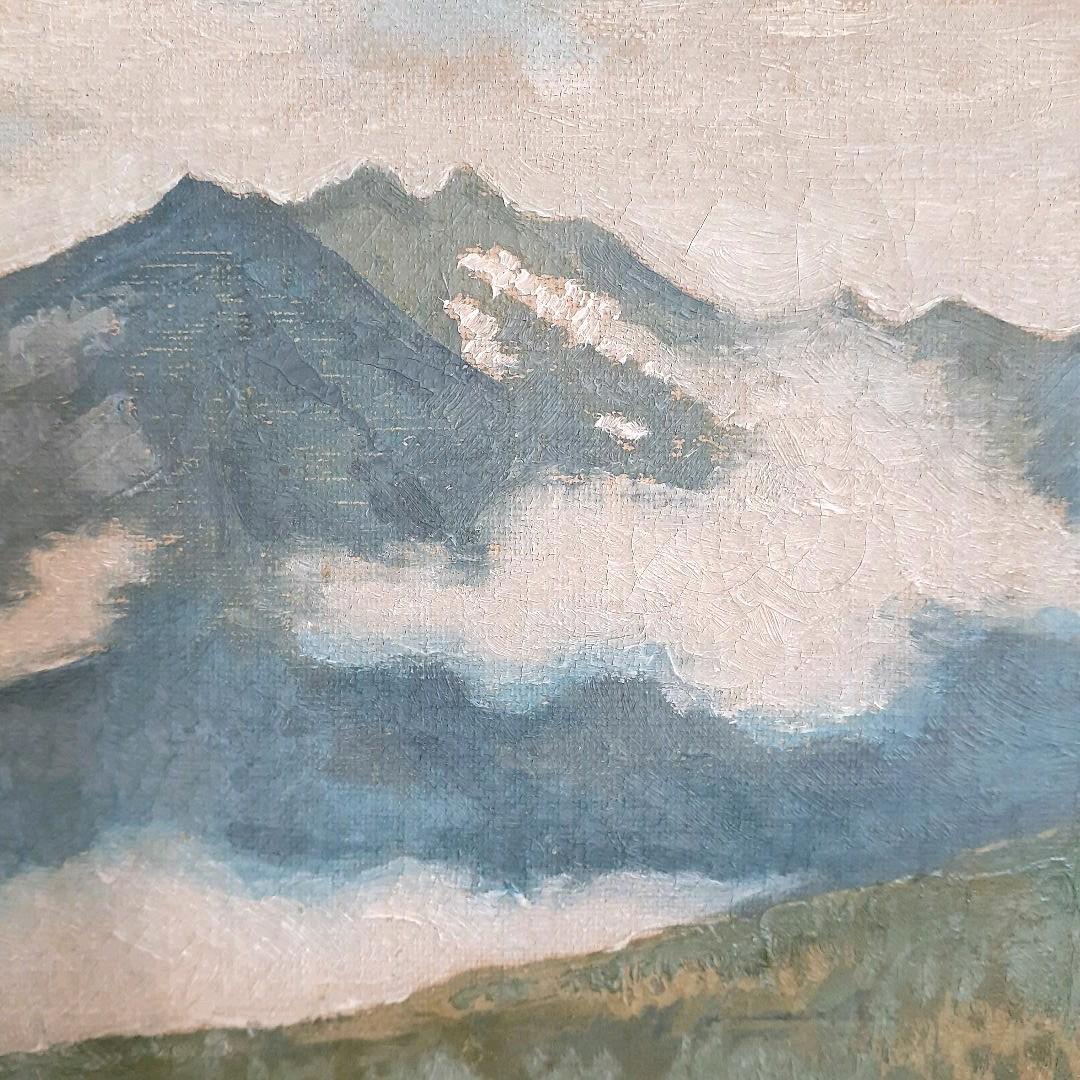 井上幸筆　題　『アルプス遠望』　F6   油彩　木製金彩額装　1939年8月
