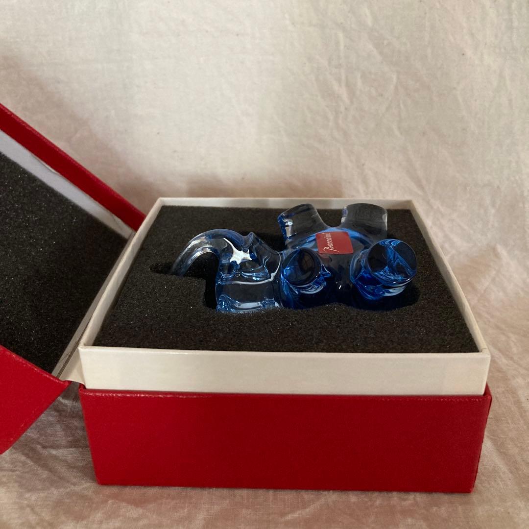 Baccarat バカラ クリスタル 象 エレファント ブルー系 美術品