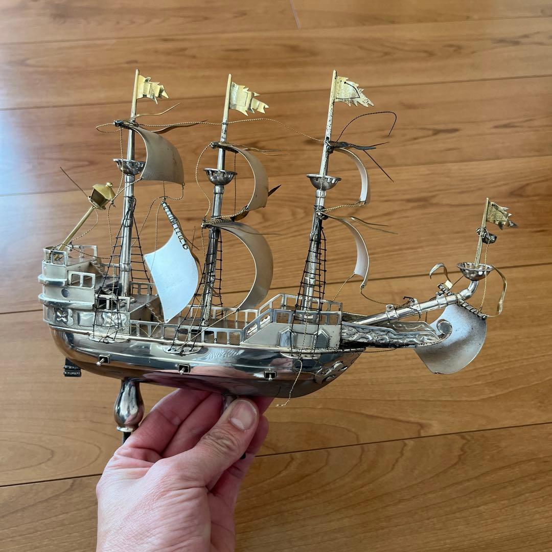 純銀製 置物 ヨット？○○船？ 現状品