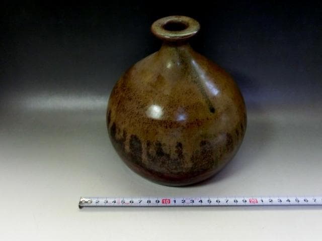 壷■古丹波焼 花瓶 涙艮 徳利 押し葉 花器 一輪挿し  時代物 骨董■18cm