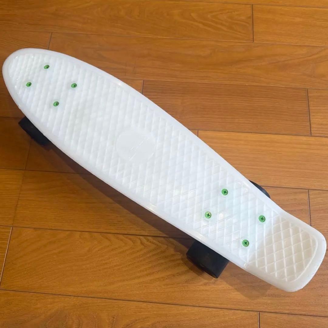 蓄光 penny スケートボード ミニクルーザーホワイト 蛍光イエロー22インチ