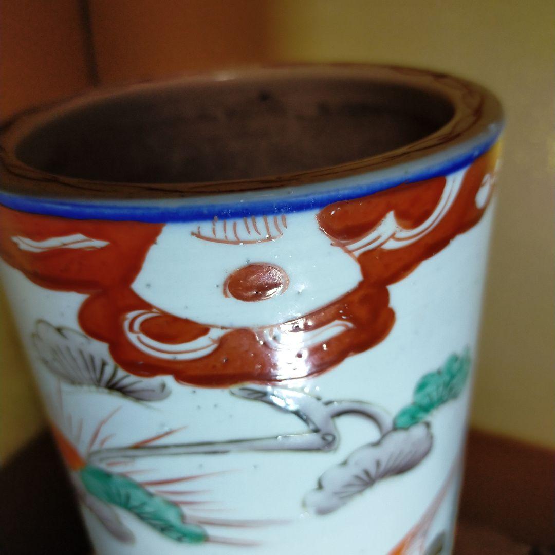 2212骨董 江戸後期から明治初期 色絵寸胴陶器