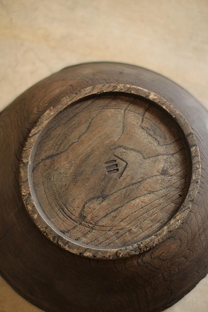 古く味のあるこね鉢 古材 くりぬき 花器 古道具 アンティーク
