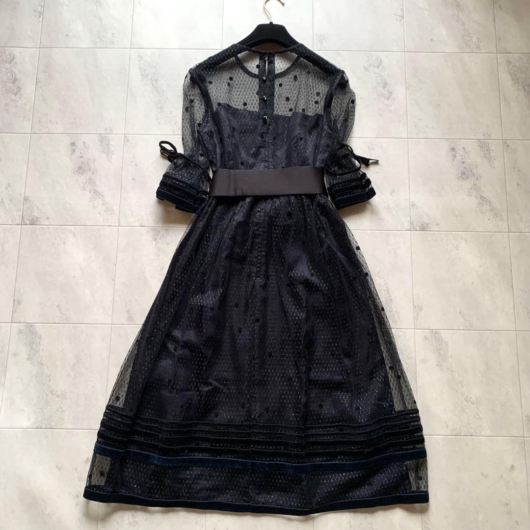 美品♡レリアン ドットレース ドレス ワンピース ウエストリボン ロング 9