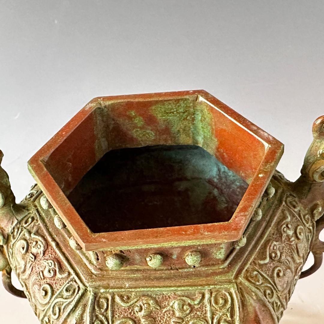 長谷川雅山　青銅　瑞貴　三足　香炉　工芸品　美術品　極上品　金工　鋳物