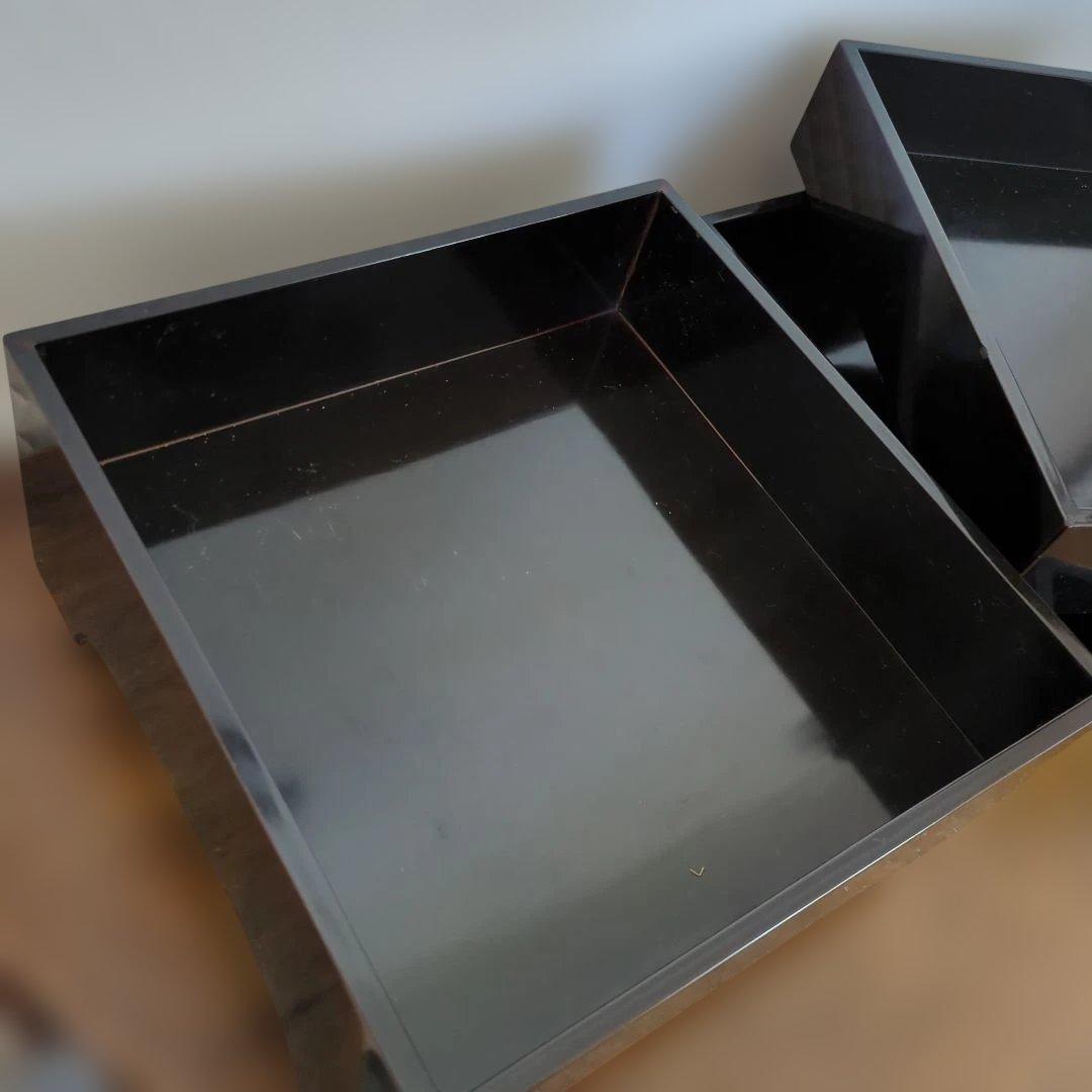 骨董　重箱　螺鈿　三段重　木製　漆器　正月　おせち　木箱