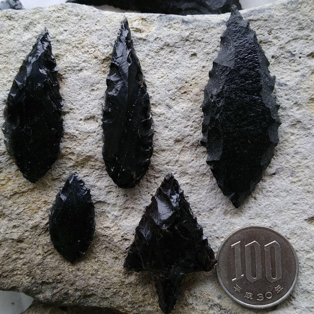 縄文時代石器　模写　　黒曜石　サヌカイト　　　210　パワーストーン 自作 #石器 #黒曜石 #サヌカイト #stone #obsidian #sanukite